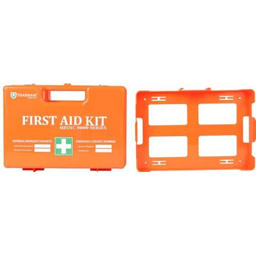 Thadhani Medic 5000 Series First Aid Box Kit - Ansi Type Iii Compliant For 50 People, High Visibility, Portable & Mountable, Water Resistant With Wall Bracket | Ideal For Home, Office & Industrial Use
