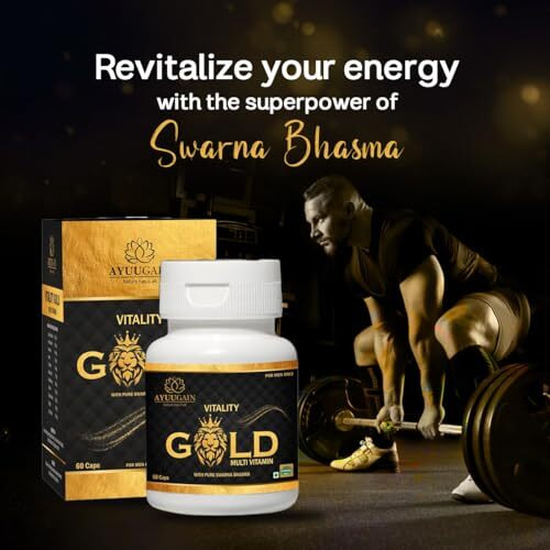 Ayuugain Vitality Gold Shilajit Capsule For Men Original, Stamina, Power, Energy, Strength, Immunity And Performance Booster Ayurvedic Testosterone Supplement For Men
