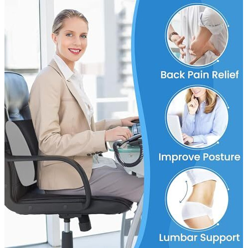 Medirelief Orthopedic Memory Foam Back Cushion  Tailbone, Sciatica & Lower Back Pain Relief  Ergonomic Seat Cushion For Office, Home, Wheelchair & Car  Grey/Black