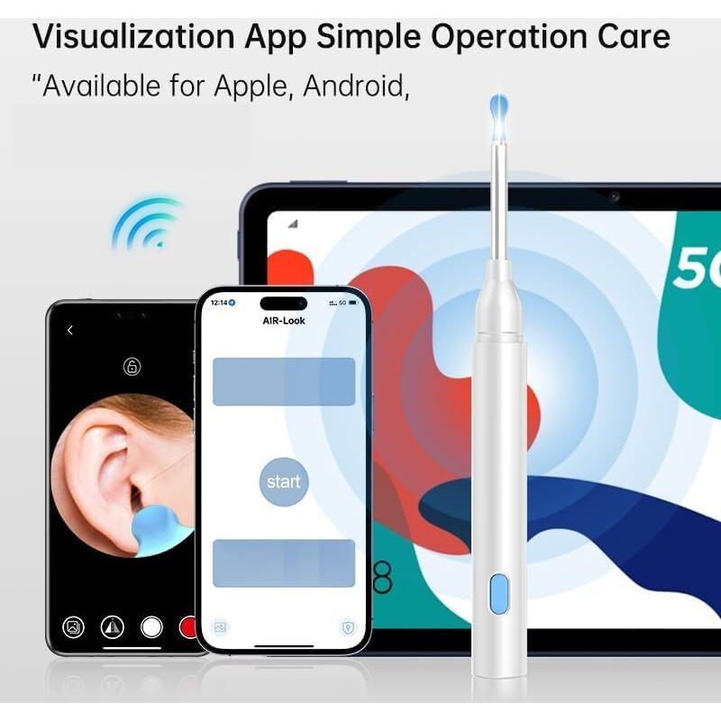 Birvan Ear Wax Removal, Ear Cleaner With Camera, Ear Wax Removal Kit With 1080P, Ear Camera Otoscope With Light, Ear Cleaning Kit Ios & Android Phones (Multicolor)