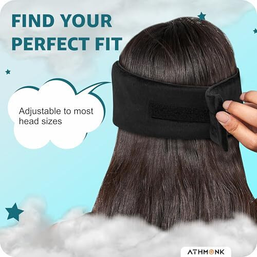 Athmonk Luxury Velvet Extra-Wide Sleeping Eye Mask Blind Fold - Essential Travel Accessories - Blindfold For Sleeping - Eye Mask For Sleeping Men & Women - Complete Blackout - Velcro Strap - Black