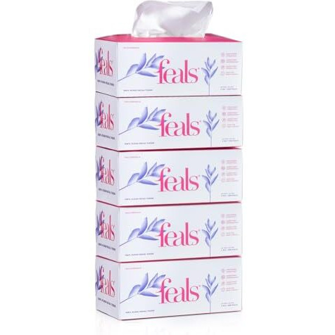 Feals 2 Ply Facial Tissue Paper Box - Pack Of 5 (200 Pulls Each Skin-Friendly & Lint-Free)