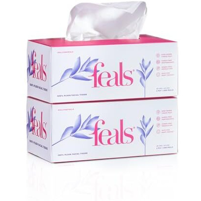 Feals 2 Ply Facial Tissue Paper Box - Pack Of 2 (200 Pulls Each For Home & Car)