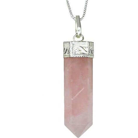 Certified Rose Quartz Pendant Necklace For Women - Original Pink Crystal Pendant For Women - Natural Healing Crystal Stone Necklace For Women With Authenticity Certificate (Cap Pendant)
