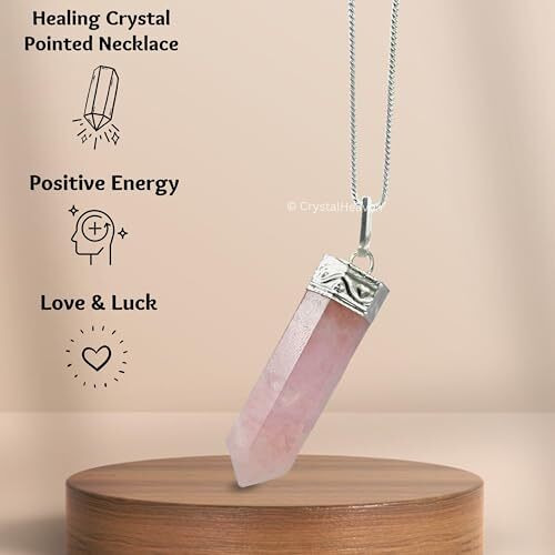 Certified Rose Quartz Pendant Necklace For Women - Original Pink Crystal Pendant For Women - Natural Healing Crystal Stone Necklace For Women With Authenticity Certificate (Cap Pendant)