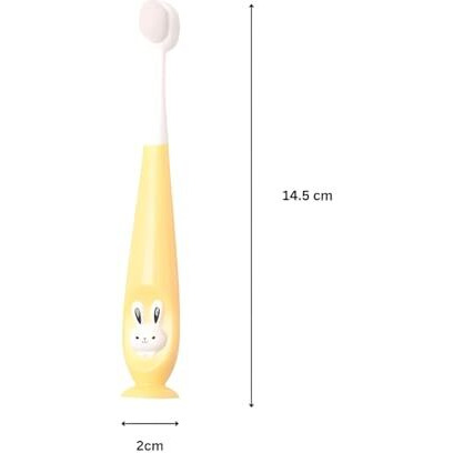 Kids Bunny Toothbrush With Soft Silicone Head, Blue And White, Stand-Up Base, Tooth Brush For Kids, Soft Bristle, With A Box Case (Yellow,Pink, Standard)
