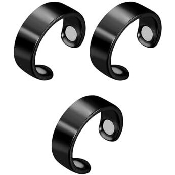 Ankev 2 Magnets Blood Sugar Control Ring 3 Pcs, Adjustable Magnetic Therapy Ring For Blood Sugar Management, Lymphatic Drainage, Pain Relief, Black Colour