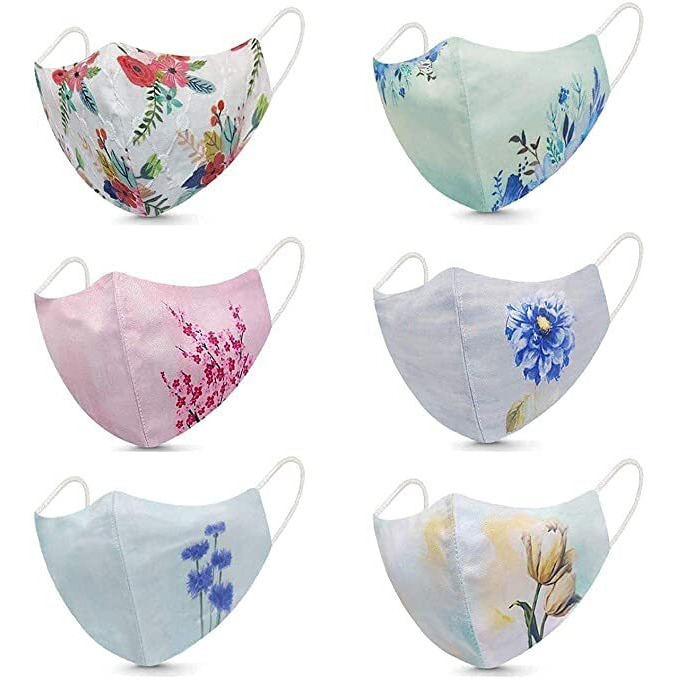 Everything Fashion Flowers & Plain Soft Washable & Reusable Cotton Masks For Men Women Girls And Boys (Wallpaper - 6)