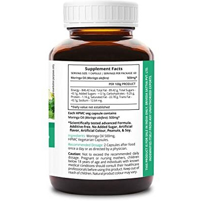 Supasupp Moringa Oil Super Food Extract | Best Plant Source Of Vitamins & Minerals For All Round Health, Rejuvenation And Fitness | Health Supplement | 60 Veg Cap, 500Mg