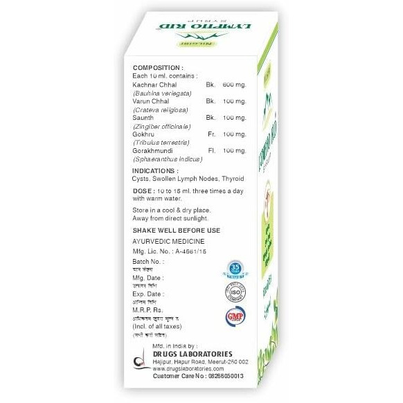 Drugs Lab Nilgiri Lympho Rid 450 Ml, Thyroid Control & Care Ayurvedic Syrup (Pack Of 1)