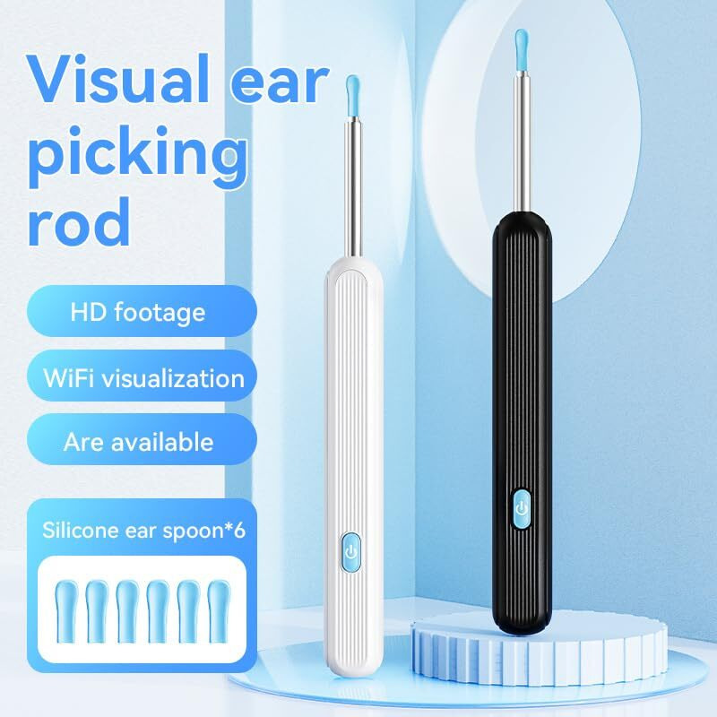 Extralux Earocam Earwax Removal Tool Kit With Hd Camera Wifi Connection & 6 Led Lights Endoscope Tool Ear Cleaner For Ios & Android + 5 Silicone Tips Free- Black