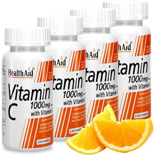 Healthaid Vitamin C Complex With Vitamin D- 240 Vegetarian Chewable Tablets I Rosehip, Amla, Orange Peel Extract & Citrus Bioflavonoids I Fight Off Infection, Immunity Booster, Antioxidant & Skin Care