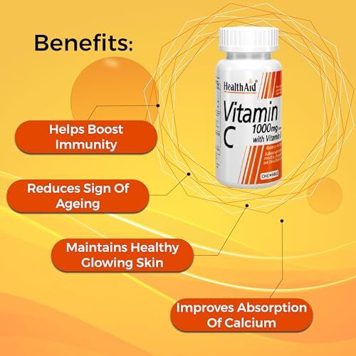 Healthaid Vitamin C Complex With Vitamin D- 240 Vegetarian Chewable Tablets I Rosehip, Amla, Orange Peel Extract & Citrus Bioflavonoids I Fight Off Infection, Immunity Booster, Antioxidant & Skin Care