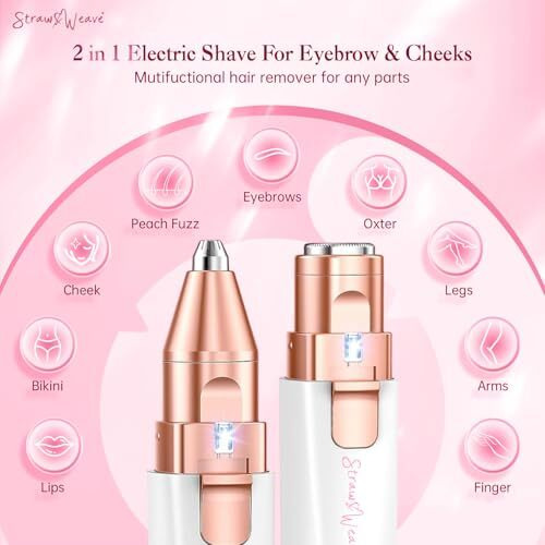 Facial Hair Removal Machine | Eyebrow Trimmer & Epilator | Trimmer For Women Private Part | 2 In 1 Trimmer 400 Mah Battery 1 Year Warranty | Painless Hair Removal Machine | Nose Hairs Remover