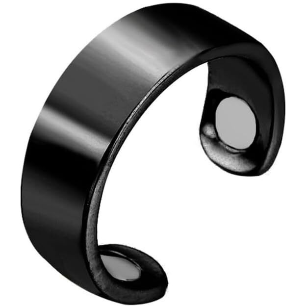Ankev 2 Magnets Blood Sugar Control Ring 1 Pcs, Adjustable Magnetic Therapy Ring For Blood Sugar Management, Lymphatic Drainage, Pain Relief, Black Colour