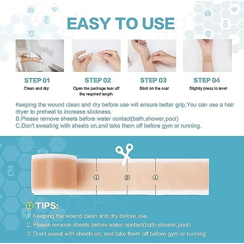 Droposale Silicon Scar Sheets Cream Tape Use For Removal C-Section Keloid Reusable Surgery Operation Tummy Tuck Burns Stretch Marks Reusable Professional Strips For Everyone (Scar Repair Roll 1Pcs)
