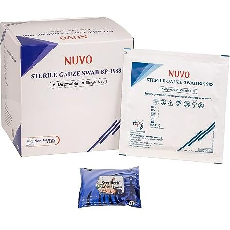Nuvo Medsurg Gauze Swab Sterile 15 X 5  75 Pcs (10Cms X 10Cms X 8Ply) Type - 20