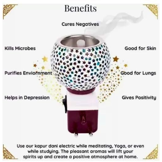 Crown Ceramic Aroma Diffuser | Kapoor Dani Cum Night Lamp Multi Functional Essential Oil Camphor Burner For Fragrance With Switch On/Off Button For Heating | Kapoor Dani (1, White, Medium)