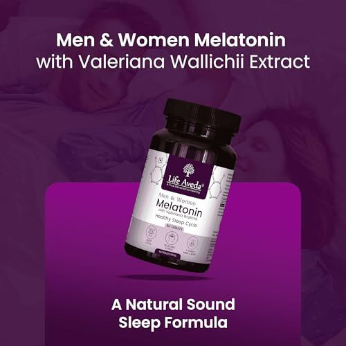 Life Aveda Melatonin Sleep Tablets Herbal Sleeping Pills Promotes Deep Sleep, Improve Sleep Quality With Vitamin B6, Valeriana Wallichii, Chamomile Extract | Faster Safe & Non-Habit Forming, For Men & Women - 60 Veg Tablets
