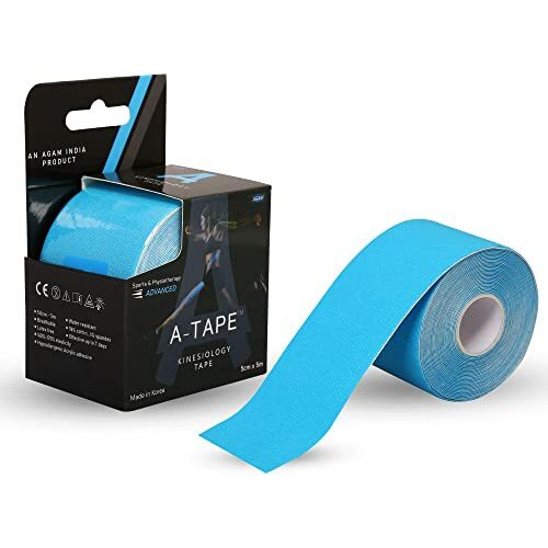 A-Tape Made In Korea Kinesiology Tape For Physiotherapy Kinesio Tape For Sports Injury Pain Relief Athletic Therapeutic Muscle Tape (5 Cm * 5.0 M) (Blue)