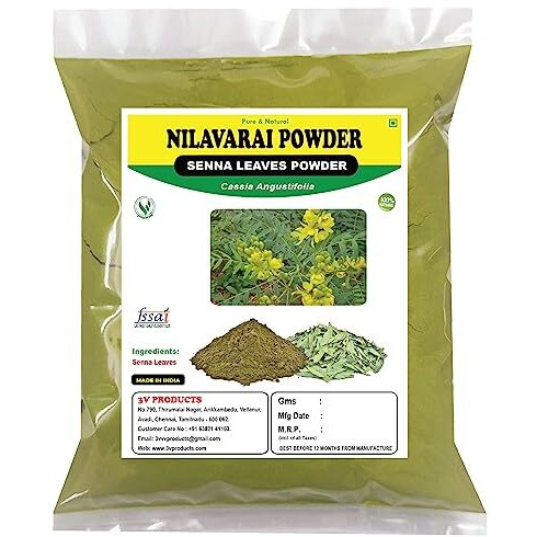 3V Products Senna Powder 300G | Nilavarai | Sonamukhi | Cassia Angustifolia (Pack Of 3X100G)