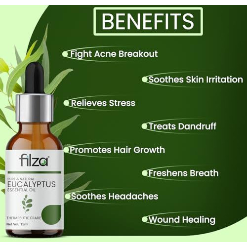 Filza Eucalyptus Essential Oil, 30 Ml - For Skin Care, Hair Care & Aromatherapy | Pure Eucalyptus Oil For Cold Cough, Steam Inhalation, And Relaxation