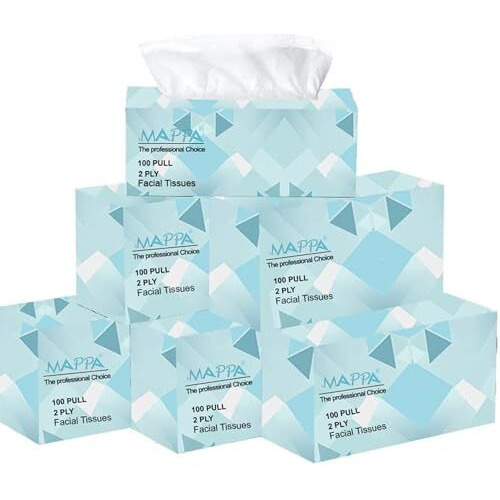 Mappa The Professional Choice 2 Ply Facial Tissue Soft Pack - 100 Pulls (Pack Of 6)