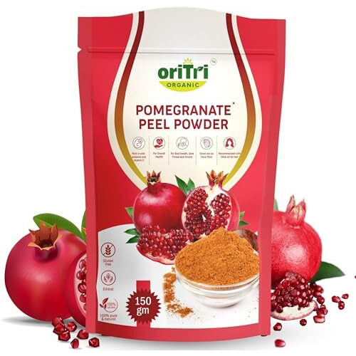 Oritri Organic Pomegranate Peel Powder 150G | Rich In Antioxidants | Anar Powder For Skin Brightening, Acne & Hair Fall Care | Supports Immunity & Diabetes Management