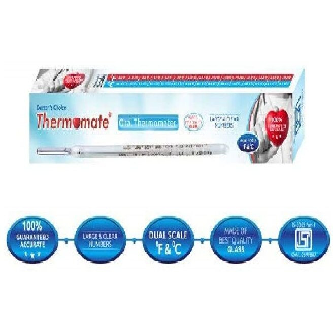 Thermomate Oral Thermometer Tp-Alfa - Fever - Made In India - White
