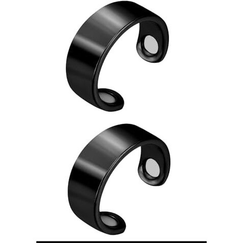 Ankev 2 Magnets Blood Sugar Control Ring Adjustable Magnetic Black Colour, Pack Of 2 Pcs