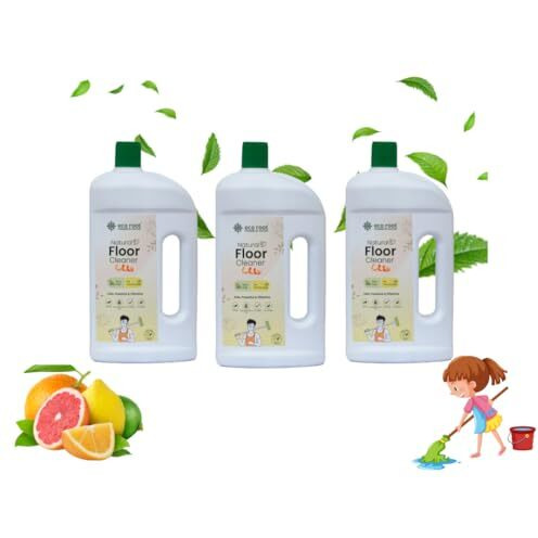 Ecoroot Natural Floor Cleaner Liquid 1L, Citrus Disinfectant For Wood, Tile & Laminate, Kills Germs, Biodegradable & Non-Toxic Surface Cleaner, Safe For Kids & Pets | Pack Of 3