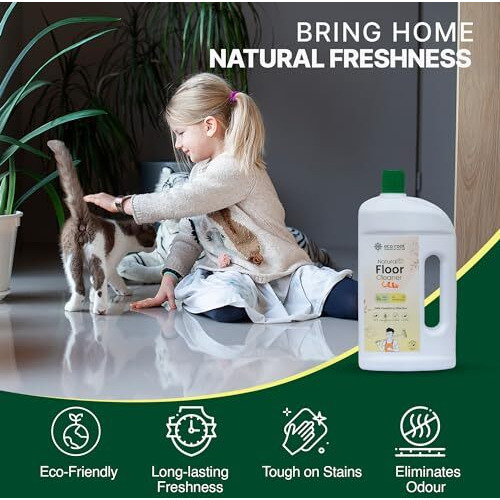 Ecoroot Natural Floor Cleaner Liquid 1L, Citrus Disinfectant For Wood, Tile & Laminate, Kills Germs, Biodegradable & Non-Toxic Surface Cleaner, Safe For Kids & Pets | Pack Of 3