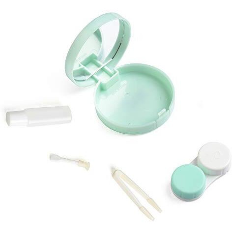 Vividvisionint Cute Mini Portable Contact Lens Case Container Kit With Mirror Tweezer Lens Stick And Solution Bottle Daily Useable Travelling Home Storage Easy To Carry Lenses Lc 3035 B Sea Green