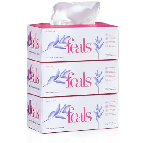 Feals 2 Ply Facial Tissue Paper Box - Pack Of 3 (200 Pulls Each Soft & Strong)