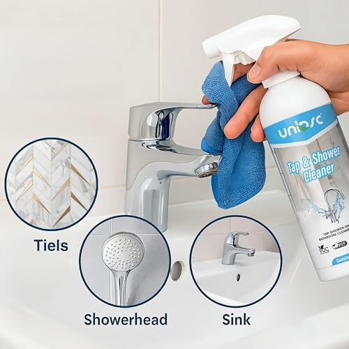 Unidsc Tap Cleaner & Limescale Remover | Foaming Formula For Easy Cleaning | Non-Toxic | Multi-Purpose Bathroom Cleaner For Taps, Showers, Tiles, Mirrors & More 500Ml - Pack Of 1