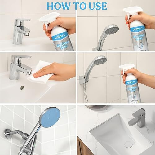 Unidsc Tap Cleaner & Limescale Remover | Foaming Formula For Easy Cleaning | Non-Toxic | Multi-Purpose Bathroom Cleaner For Taps, Showers, Tiles, Mirrors & More 500Ml - Pack Of 1