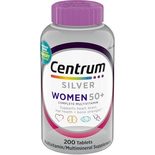 Centrum Silver Women's Multivitamin For Women 50 Plus, Multivitamin/Multimineral Supplement With Vitamin D3, B Vitamins, Non-Gmo Ingredients, Supports Memory And Cognition In Older Adults - 200 Ct
