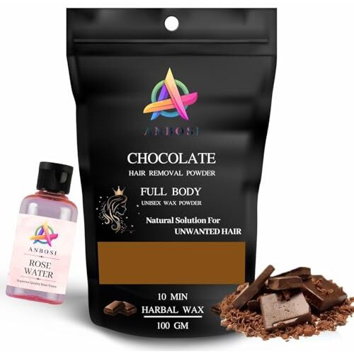 Hirti Chocolate Hair Removal Wax Powder For Women & Men With 60Ml Rose Water | Painless Herbal Hair Removal Waxing Powder (100, Grams)
