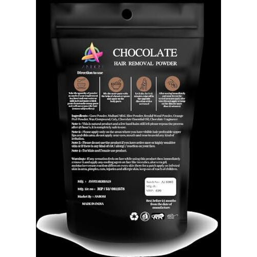 Hirti Chocolate Hair Removal Wax Powder For Women & Men With 60Ml Rose Water | Painless Herbal Hair Removal Waxing Powder (100, Grams)