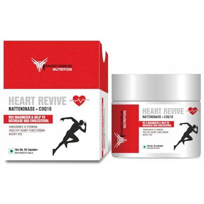 Transformium Nutrition Heart Revive Nattokinase 2000 Fu + Coq10 Supplement For Healthy Heart Functioning, Endurance, Stamina, Boosts Vo2 Men & Women (90 Capsules)