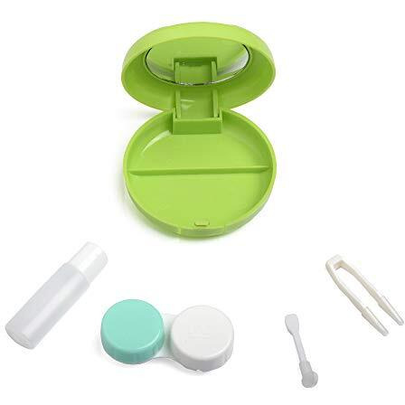 Vivid Vividvisionint Cute Mini Portable Contact Lens Case Container Kit With Mirror Tweezer Lens Stick And Solution Bottle Daily Usable Travelling Home Storage Easy To Carry Lenses Lc 3027 B Green