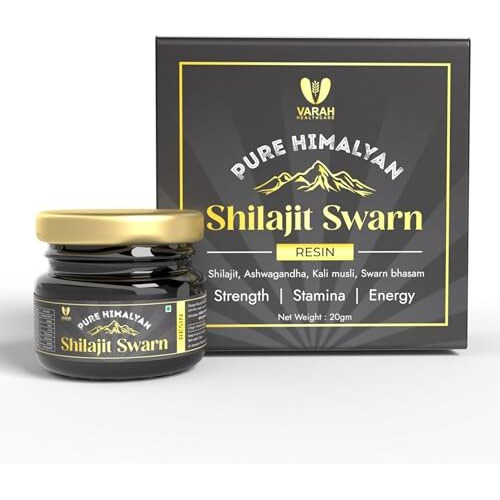 Varah's Shilajit Swarn Resin - 20G | Shilajit, Swarn Bhasma, Ashwagandha & 5 More Herbs | Shilajeet Gold Resin | Better Energy Levels | Better Mental Clarity