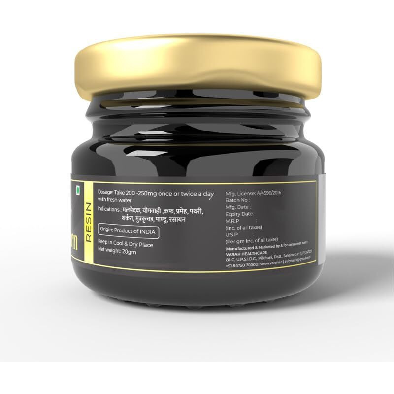 Varah's Shilajit Swarn Resin - 20G | Shilajit, Swarn Bhasma, Ashwagandha & 5 More Herbs | Shilajeet Gold Resin | Better Energy Levels | Better Mental Clarity