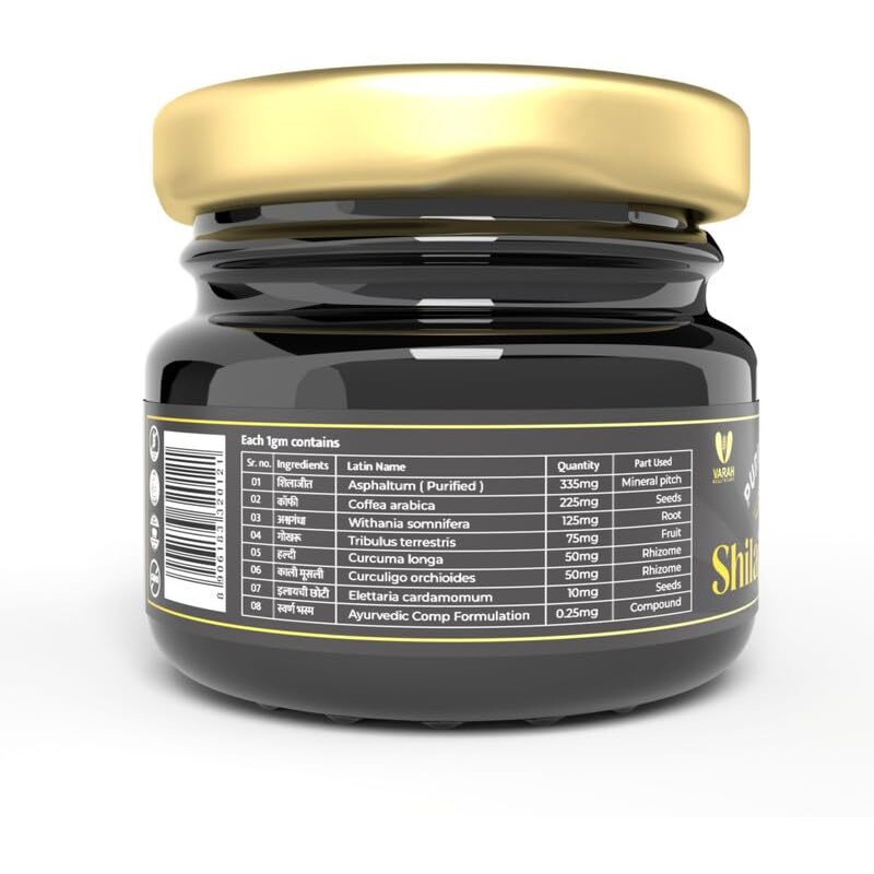 Varah's Shilajit Swarn Resin - 20G | Shilajit, Swarn Bhasma, Ashwagandha & 5 More Herbs | Shilajeet Gold Resin | Better Energy Levels | Better Mental Clarity