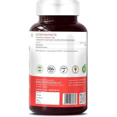 Bliss Welness Cholesterol Management | Heart Health | Immunity | Pure Phytosterol Plant Sterols 800Mg |- 60 Vegetarian Capsules