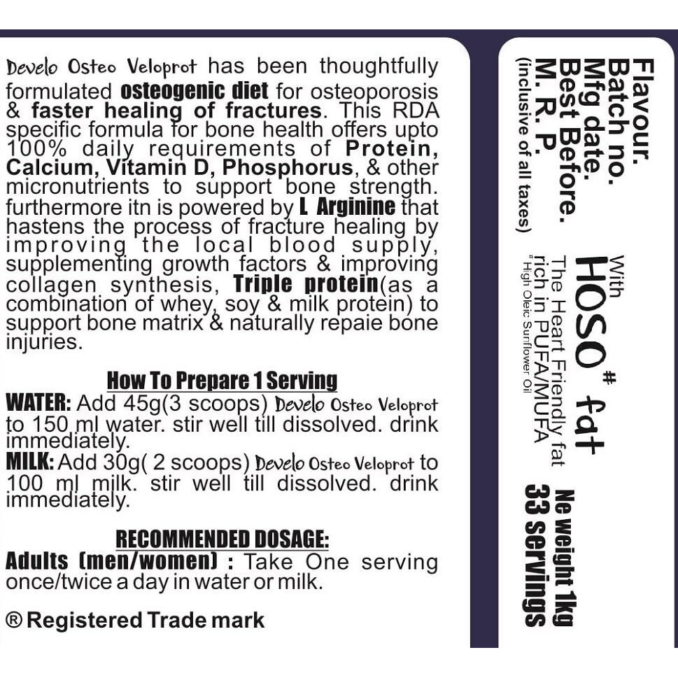 Develo Calcium & Protein Powder For Bone Health & Fracture Healing - 1 Kg (Elaichi Pista)