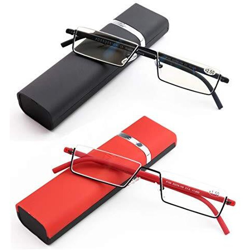 Augen Unisex Reading Glasses Blue Cut Anti-Glare Near Distance Rectangular Half Frame, (Vi-Rg-105-Combo+1.00), Multicolour