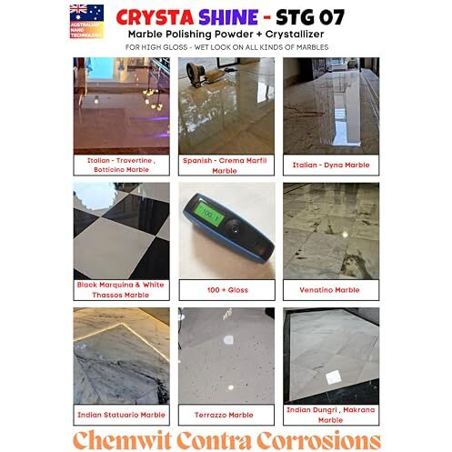 Crysta Shine Stg 07  Marble Polishing Powder  High Gloss Crystallizer Powder Polish For All Marbles & Granite - Stone Floor Shiner  Italian Marble Indian Kota Terrazzo (1 Kg.)