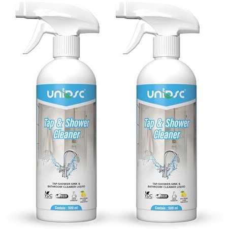 Unidsc Tap Cleaner & Limescale Remover | Foaming Formula For Easy Cleaning | Non-Toxic | Multi-Purpose Bathroom Cleaner For Taps, Showers, Tiles, Mirrors & More - Pack Of 2