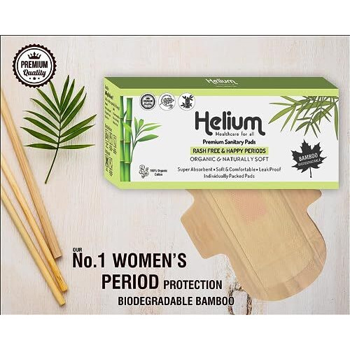 Chesta Formulation New Helium Biodegradable Bamboo Premium Sanitary Pads - (Pack Of 4 * 20  80 Pads - Xl-290Mm+Xxl-330Mm) Pure Cotton 100% Rash-Free-Periods Full-Day & Full-Night High Absorbent